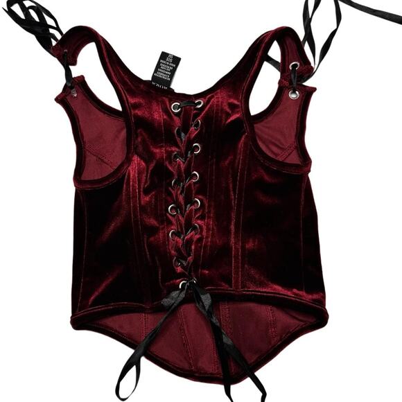 Cosmic Aura Corset Velvet Top With Ribbon Ties Size Small - Picture 3 of 6